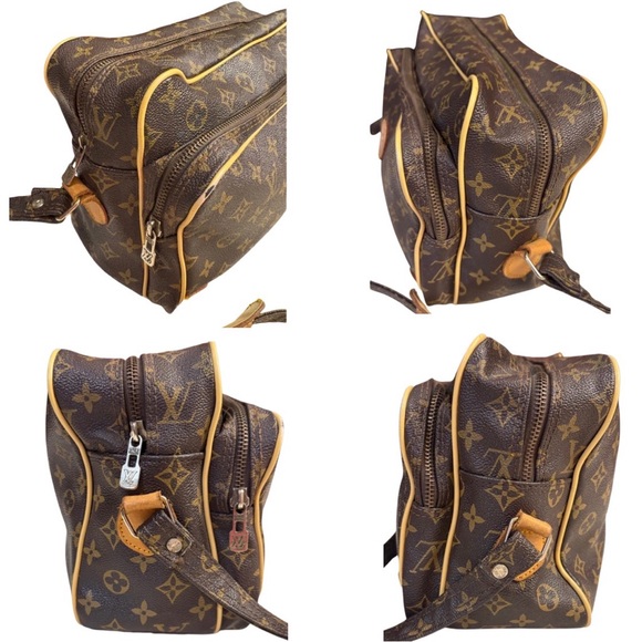 FASHION: Brown & Beige Pleather Messenger Bag, GUC